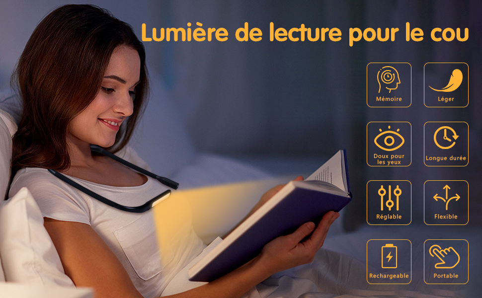 La luz LED de lectura para libros en la cama es agradable a la vista y dura mucho tiempo.
