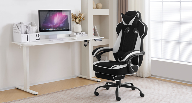 WOLTU Silla Gaming Ergonómica, Silla de Oficina Giratoria con Reposabrazos y Soporte Lumbar