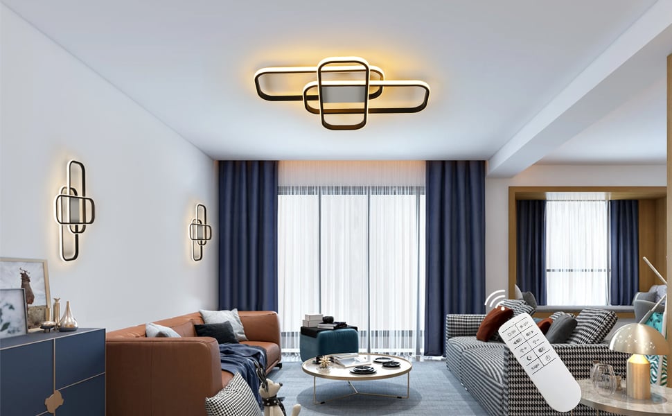 Plafonnier Led Moderne, 44W Lampe de Plafond avec Télécommande