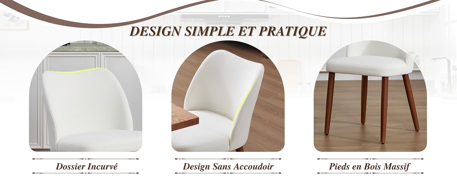 Chaise de salle à manger en lin beige