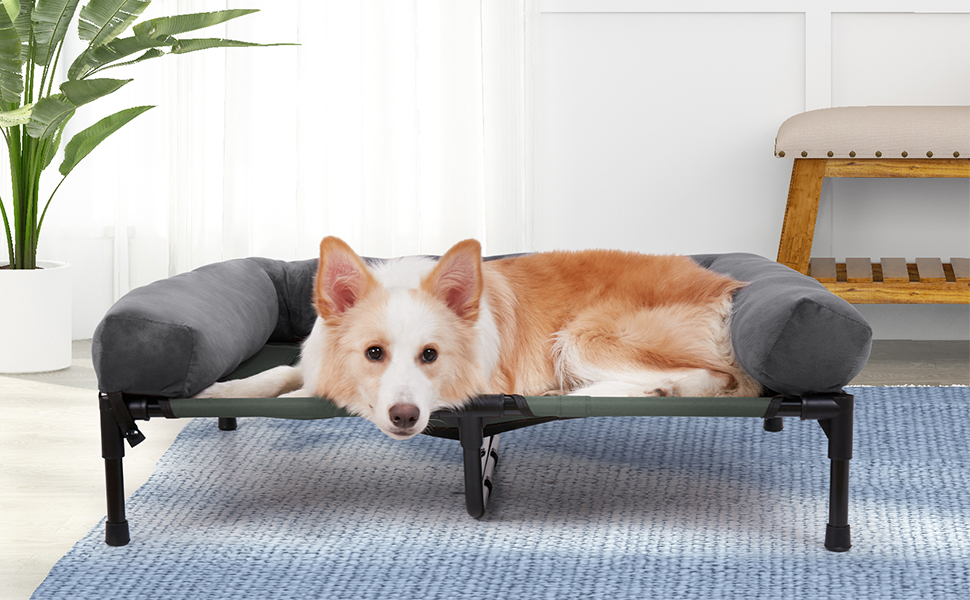 lit de camp pour chien sureleve surélevé dehoussable et lavable transat 40kg xxl 50kg pliable