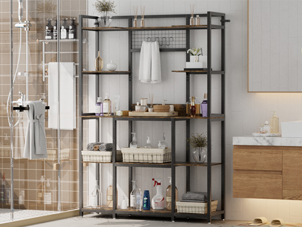 Supporto Per Microonde A 4 Ripiani – Scaffale In Metallo E Truciolato Nero – Altezza Regolabile 139,7 Cm