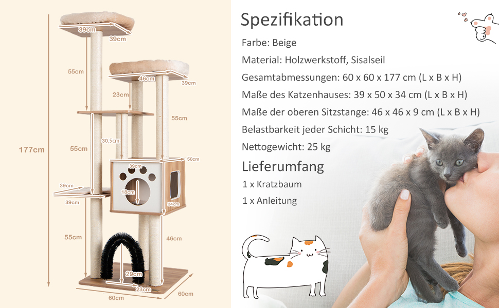 Kratzbaum Katzenbaum Katzenkratzbaum Holz Katzen Katzenmöbel