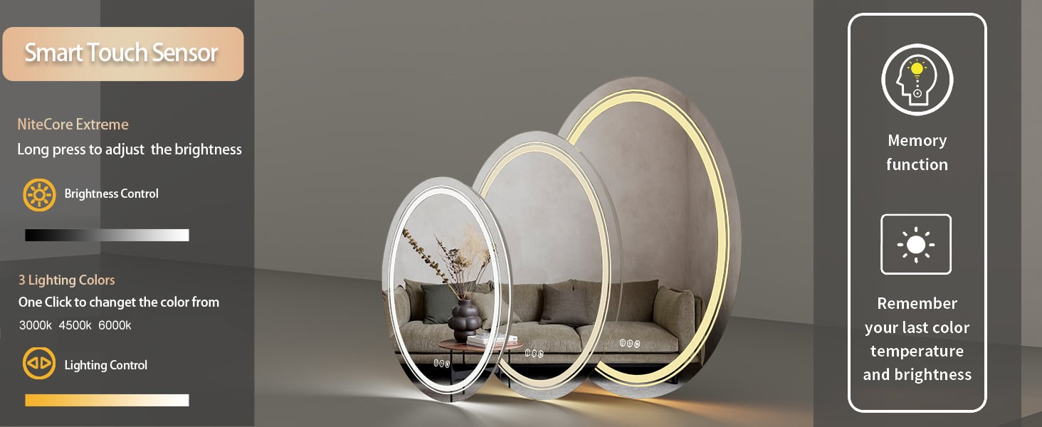 LUVODI Ovale Specchio da bagno con LED da Parete Specchio Bagno Retroilluminato e Frontale luce