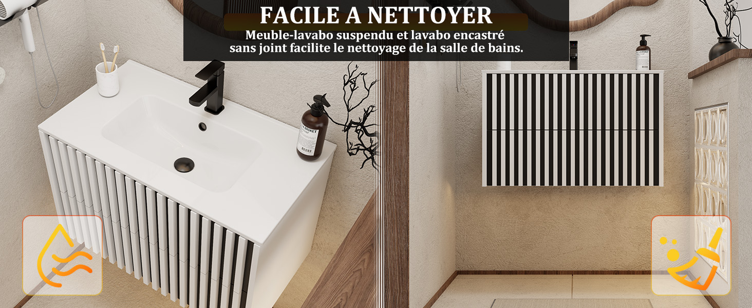 Le texte indique « FACILE A NETTOYER ». Deux images intérieures montrant des installations de radiateurs blancs avec des éléments décoratifs contre le mur.