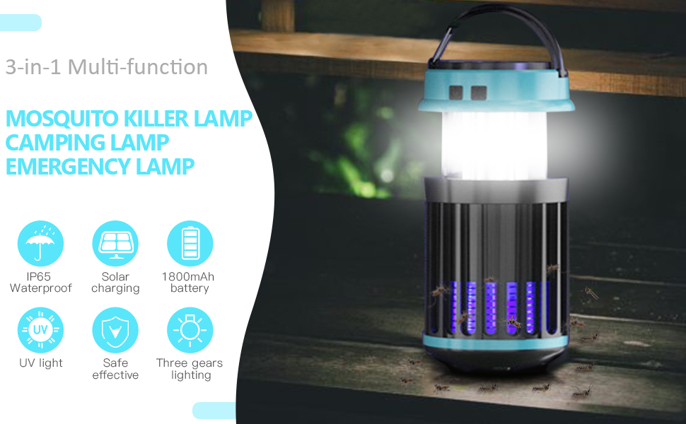 Lámpara antimosquitos 3 en 1