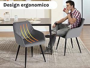 la sedia ha un design moderno progettato per essere comodo e confortevole.