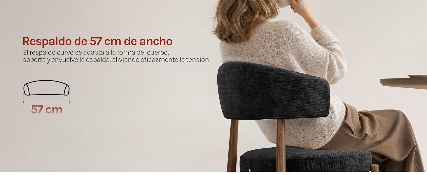 El texto dice «Respaldo di 92 cm di ancho» y se muestra el indicador de medidas. El cabecero o el respaldo de tela negra se muestran sobre un fondo blanco y muestran una especificación de ancho de 92 cm.