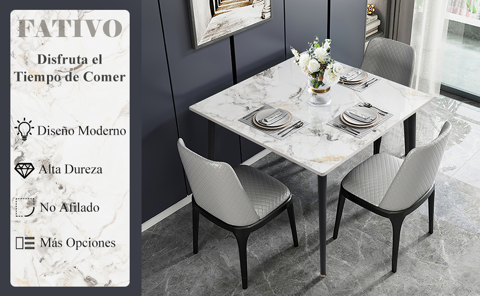 mesa comedor marmol cocina cuadrada