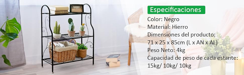Soporte para Plantas de Metal de 3 Niveles