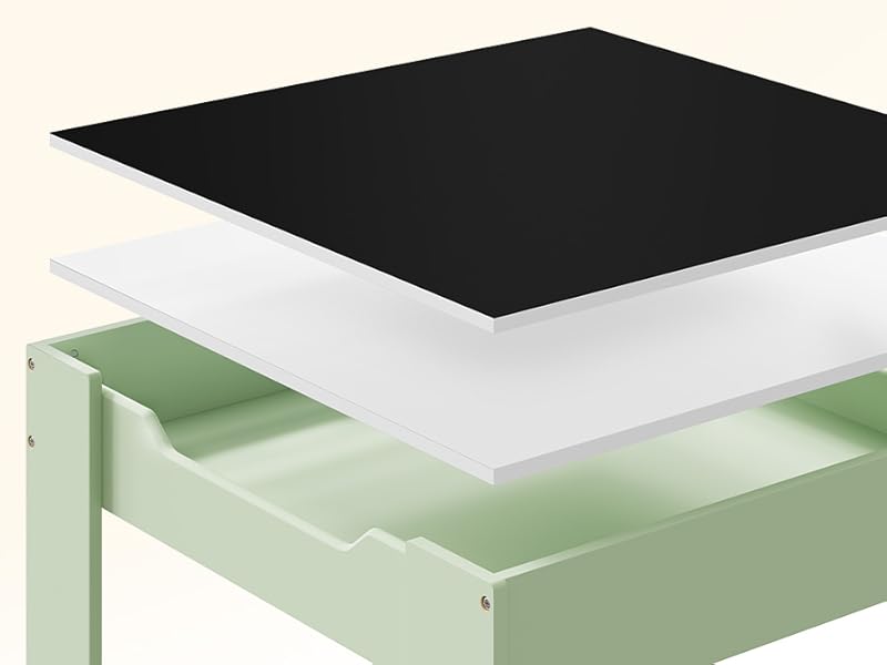 Sezione trasversale del materiale a strati che mostra lo strato superiore nero, lo strato intermedio bianco e lo strato inferiore verde menta in un diagramma a vista esplosa.