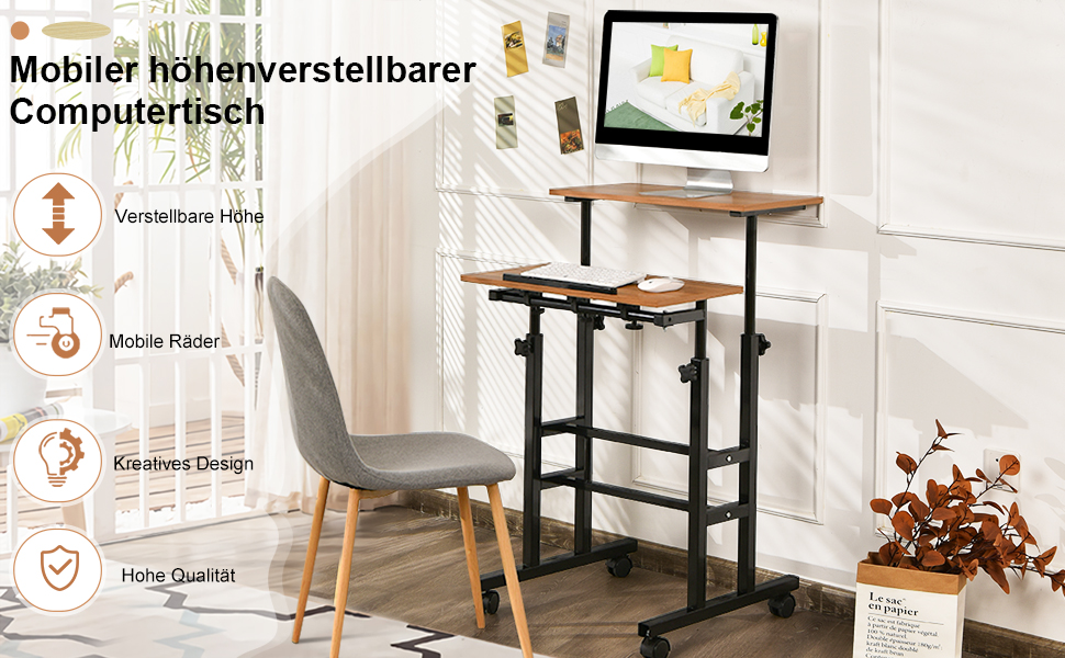 Stehpult steh pult verstellbarer 2-stufiger arbeitsplatz computertisch laptoptisch