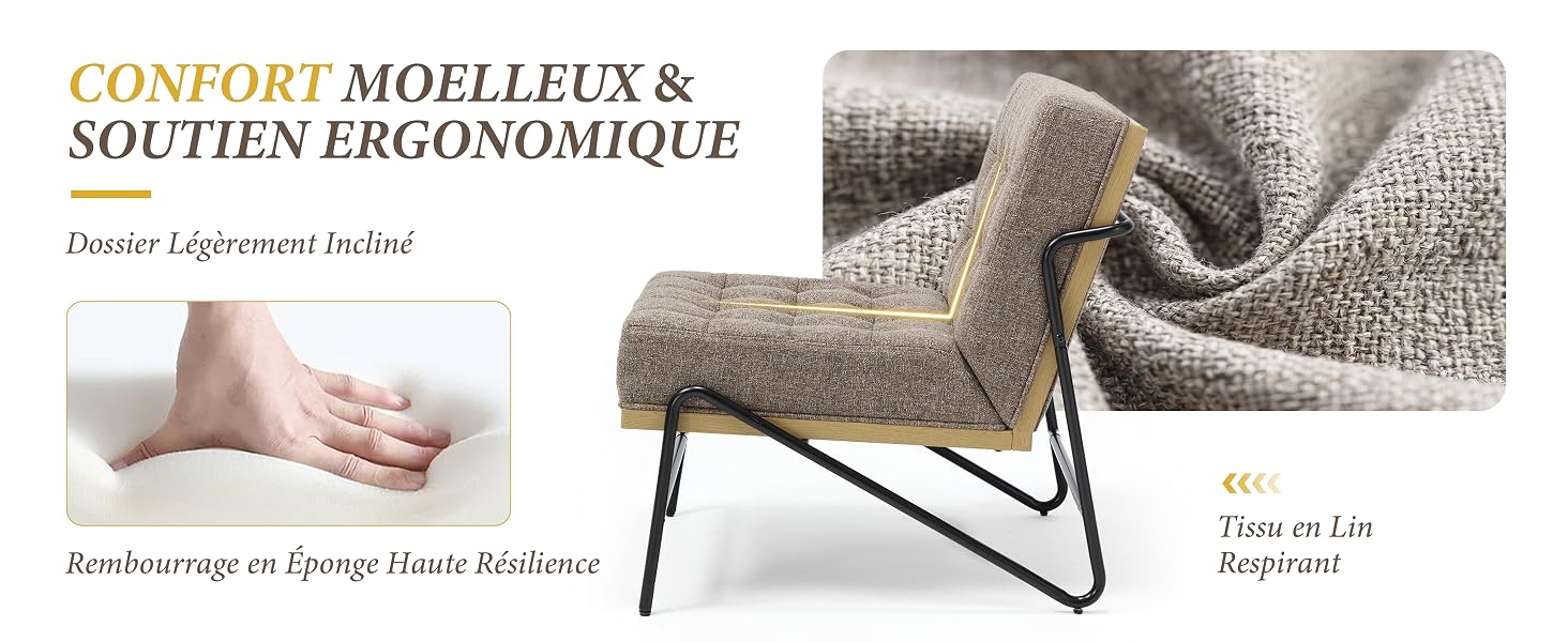 Le texte indique « CONFORT MEILLEUR & SOUTIEN ERGONOMIQUE » et « Design Léger pour Toutain ». Produit présentant un siège et un soutien rembourrés gris dotés de caractéristiques ergonomiques et d'une sangle de transport.