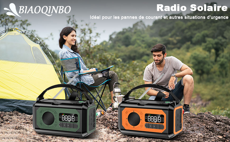 Radio De Survie Solaire 12000mAh Avec Manivelle - AM/FM, Lampe Torche, Chargeur USB, SOS - Pour Urgences Et Plein Air