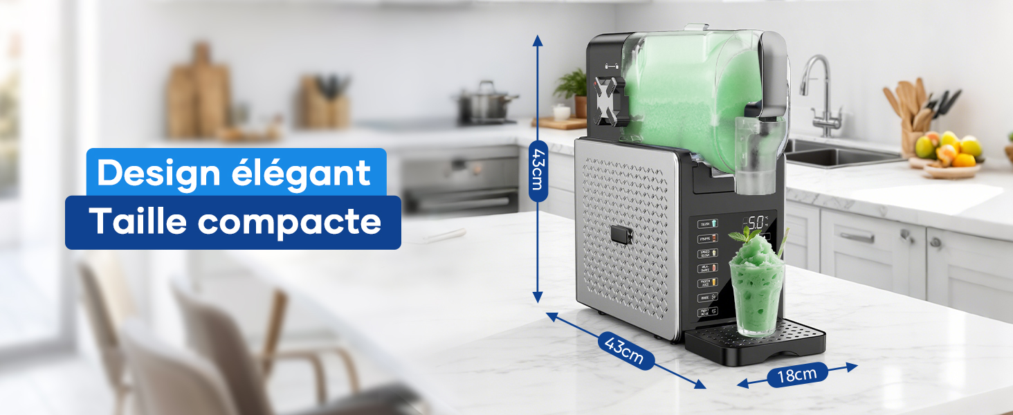 Le texte indique « Design élégant Taille compacte ». Collection d'images présentant des solutions d'organisation de bureau ou d'espace de travail avec des accessoires de bureau et des articles de rangement.
