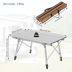 TecTake - table de camping - pliante, dimensions 80 x 60 x 68 cm