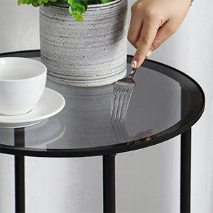 Table Appoint Salon Ronde Bout Canapé Noir Petite Basse Design Verre basse meuble chevet bois canape