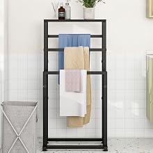  Freestanding Towel Rack for Bathroom, 3 Tier Metal Blanket Ladder Holder