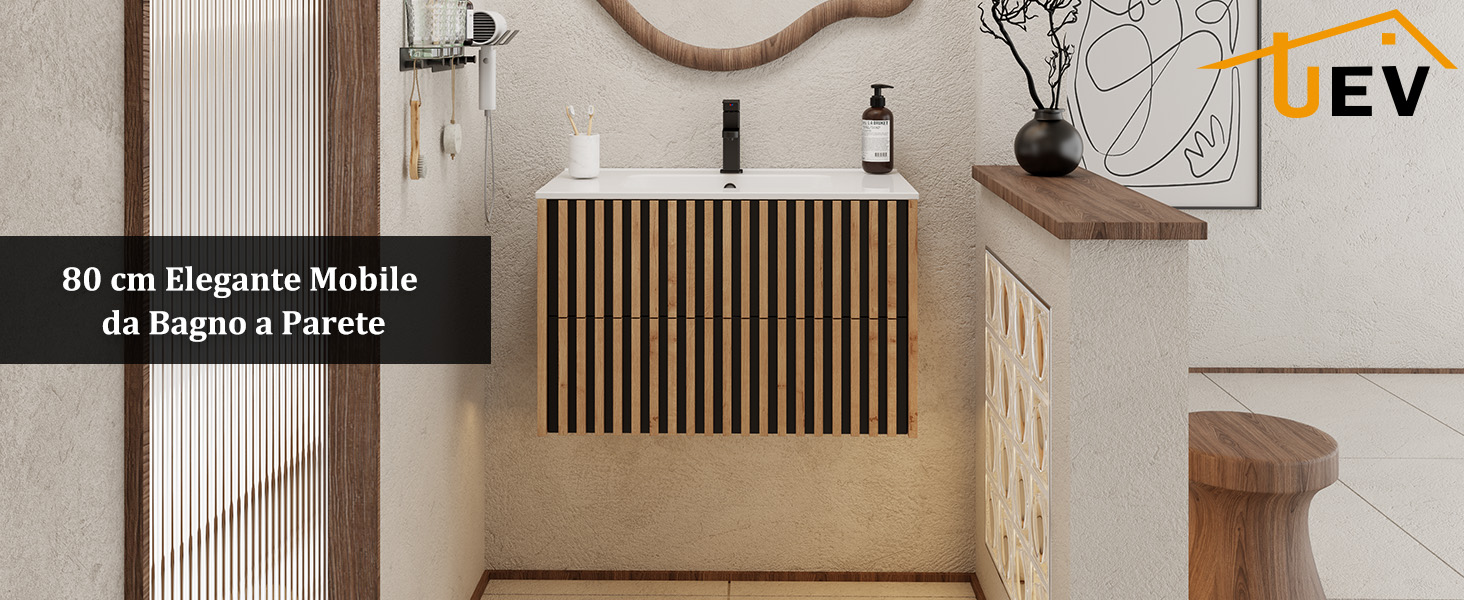 Il testo recita «EV» nell'angolo. Interno moderno con radiatore verticale o pannello di riscaldamento montato su parete bianca.