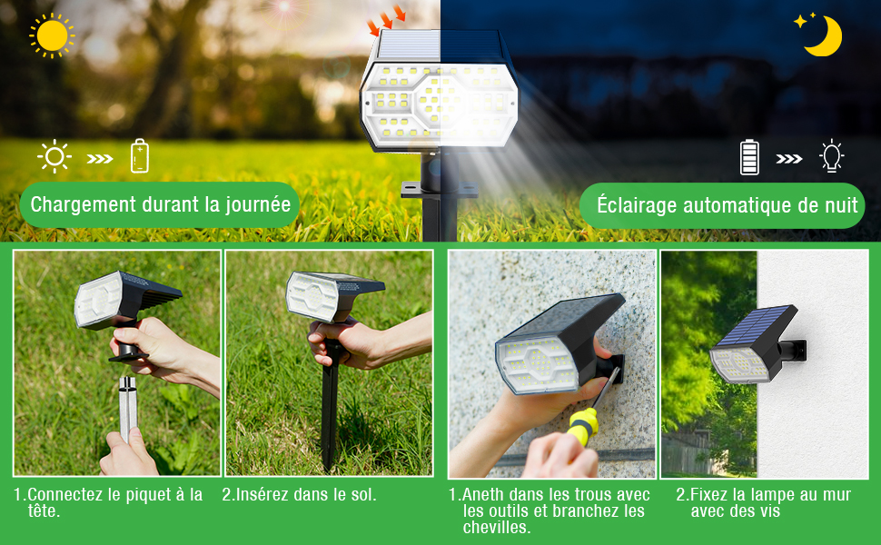 Projecteur solaire en action