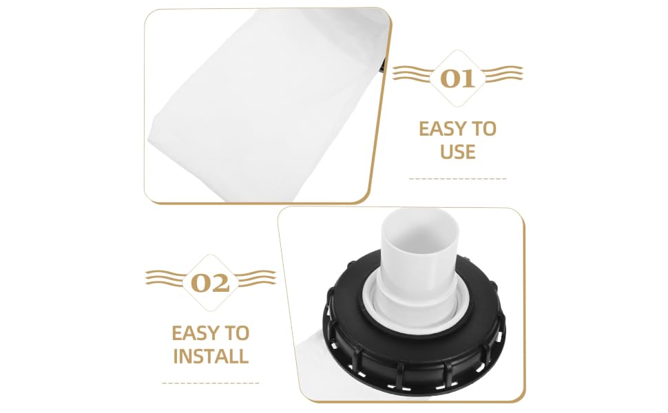 Text reads '01 EASY TO INSTALL' and '02 EASY TO USE' with instructional images showing installation steps for a circular product with a black rim.