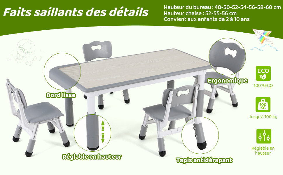 table pour enfant en plastique avec chaises
