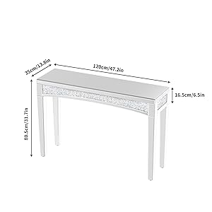 Artloge Consolle Tavolo ingresso a Specchio Vetro Argento Diamante