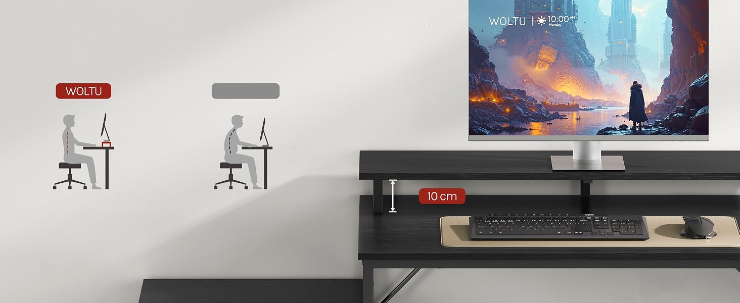 Múltiples pantallas que muestran la configuración de la computadora con el telón de fondo del atardecer. Espacio de trabajo de escritorio con monitores y disposición de teclados.