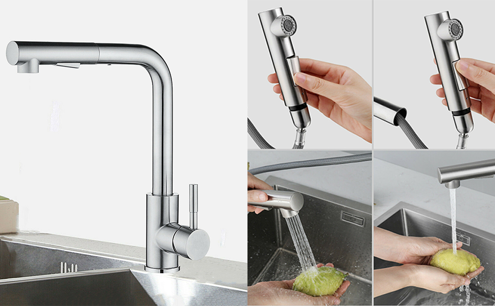 kitchen sink faucets with pullout sprayer