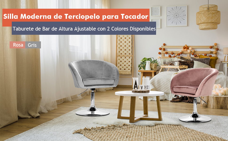 Silla de Bar de Terciopelo Giratoria