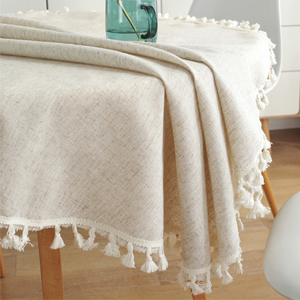 Runde Tischdecke Volltonfarbe Quaste Tischdecken Baumwolle Tischdecke 