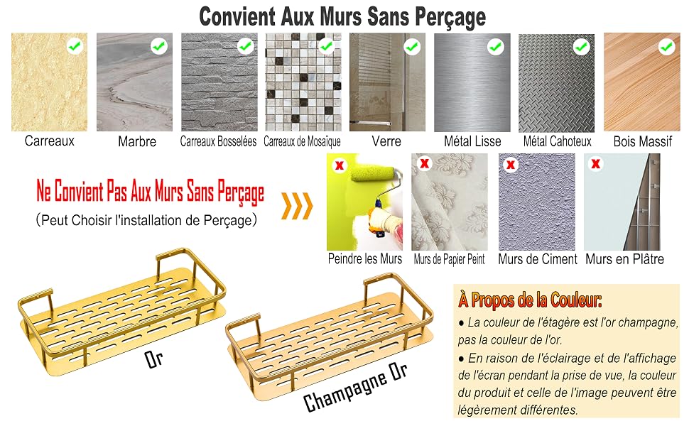 Convient aux Murs Sans Perçage