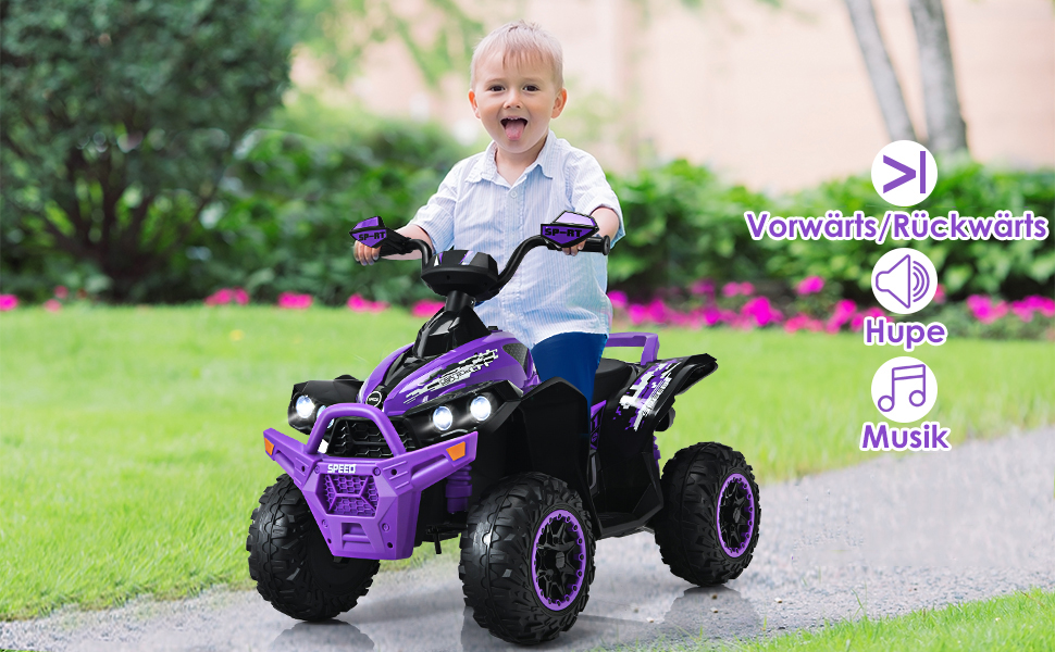 COSTWAY 12V Elektro Kinderquad mit Musik Kinder quad 
