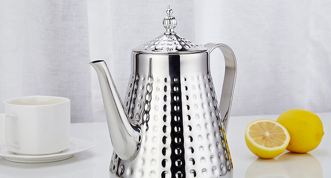 Théière en acier inoxydable 1650ml con infusor amovible,Théière vintage,argent