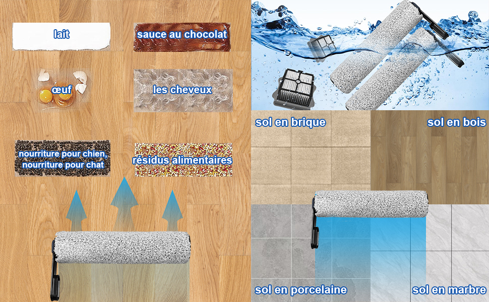 Fixbetter Rouleau de brosse de rechange et Filtre HEPA pour Tineco Floor One S5 / Floor One S5 Pro