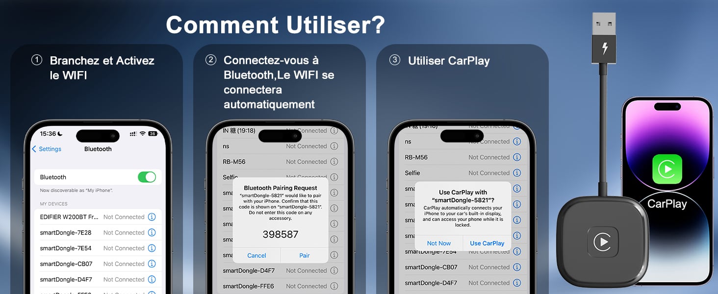 Adaptateur CarPlay sans Fil pour iPhone