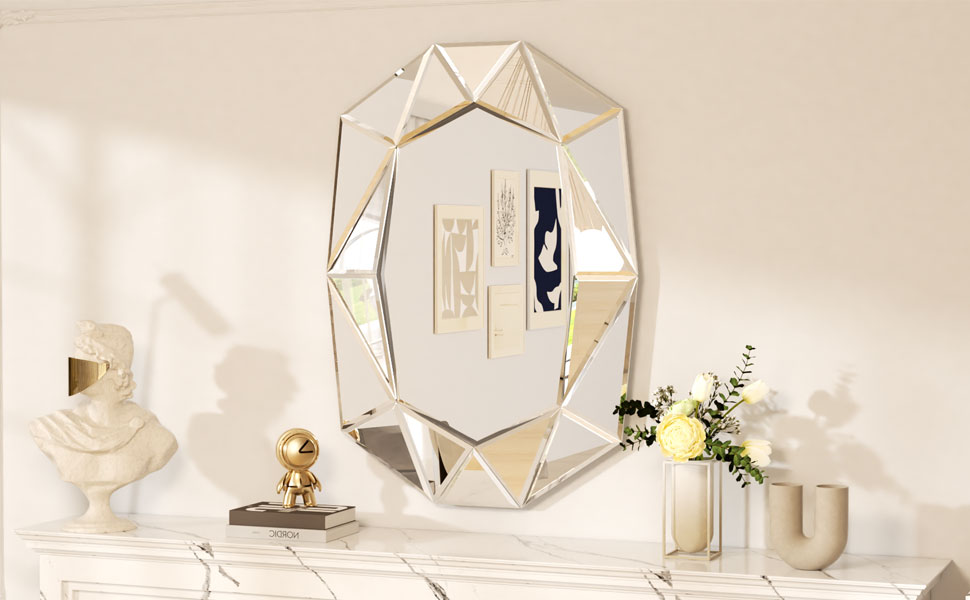 Artloge Specchio da Parete Decorativo Grande Specchio Decorativo Art 3D di Lusso HD Vetro