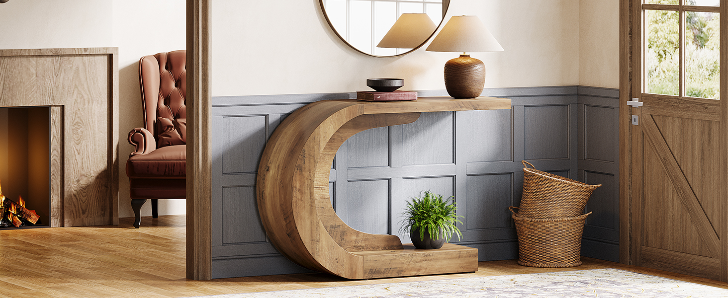 Robuust metalen frame met houten details