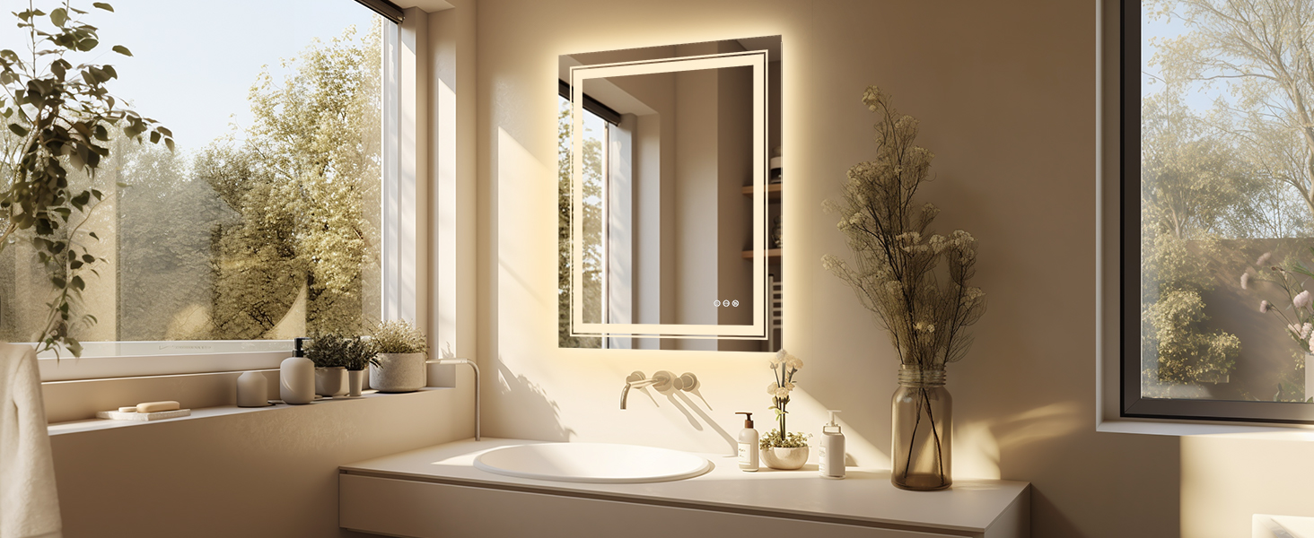 LUVODI Specchio da Bagno con LED luce da parete