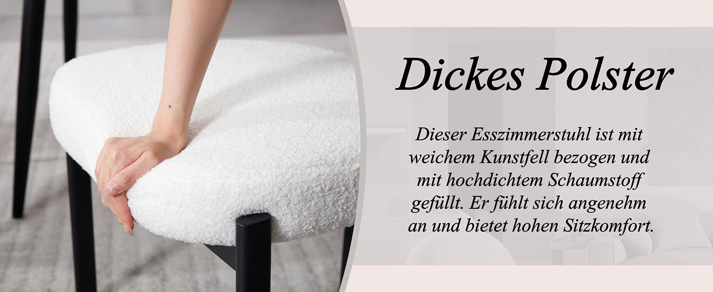 Der Text lautet „Dickes Polster“. Dokument oder Papier mit deutschem Text in schwarzem Druck auf weißem Hintergrund.