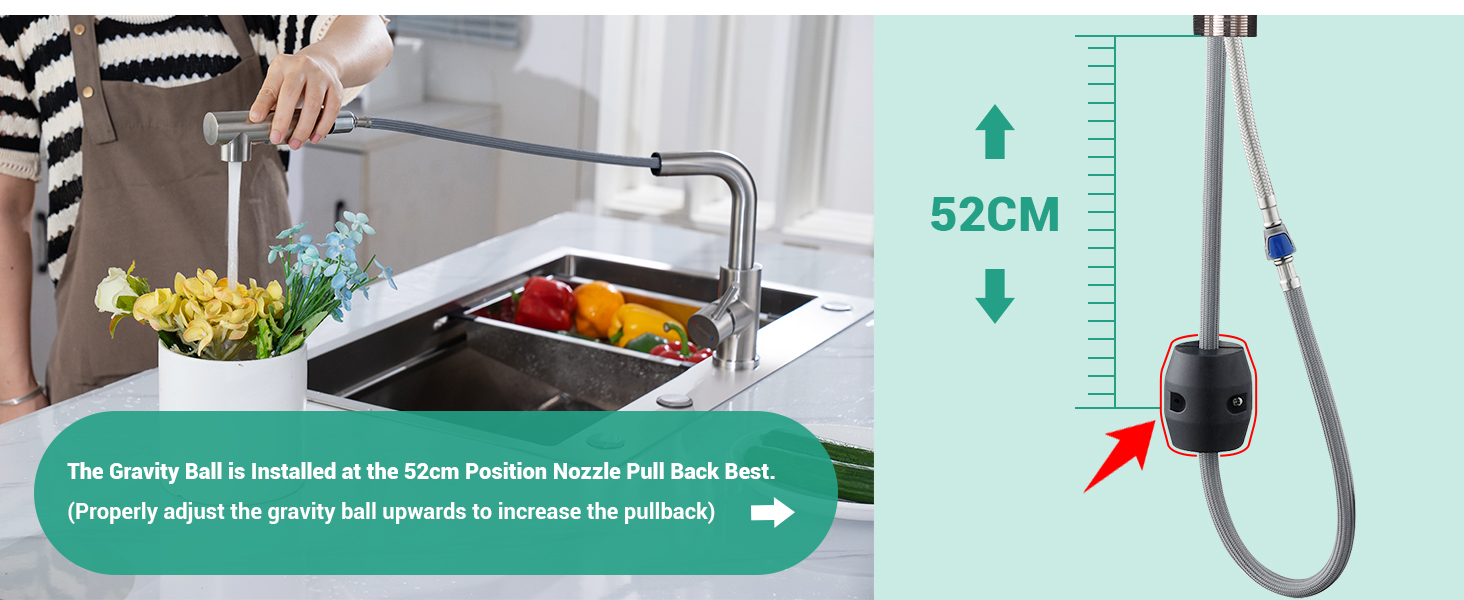  Stainless Steel Kitchen Sink Taps, Two Spray Function Kitchen Mixer Tap with Pull Down Sprayer