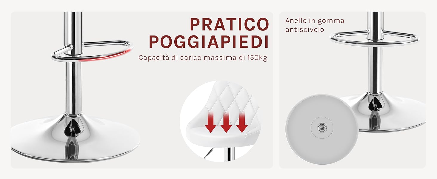 Poggiapiedi circolare in metallo per sgabelli o sedie da bar.