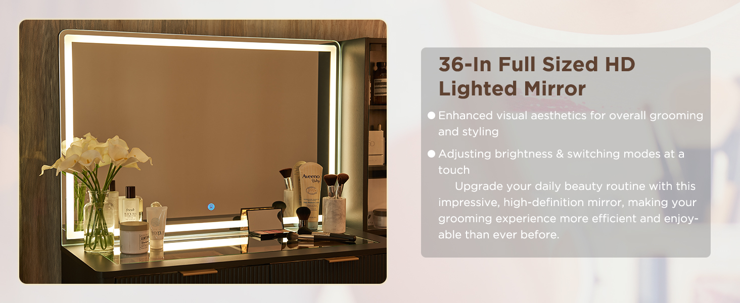 36-In Full Sized HD Lighted Mirror