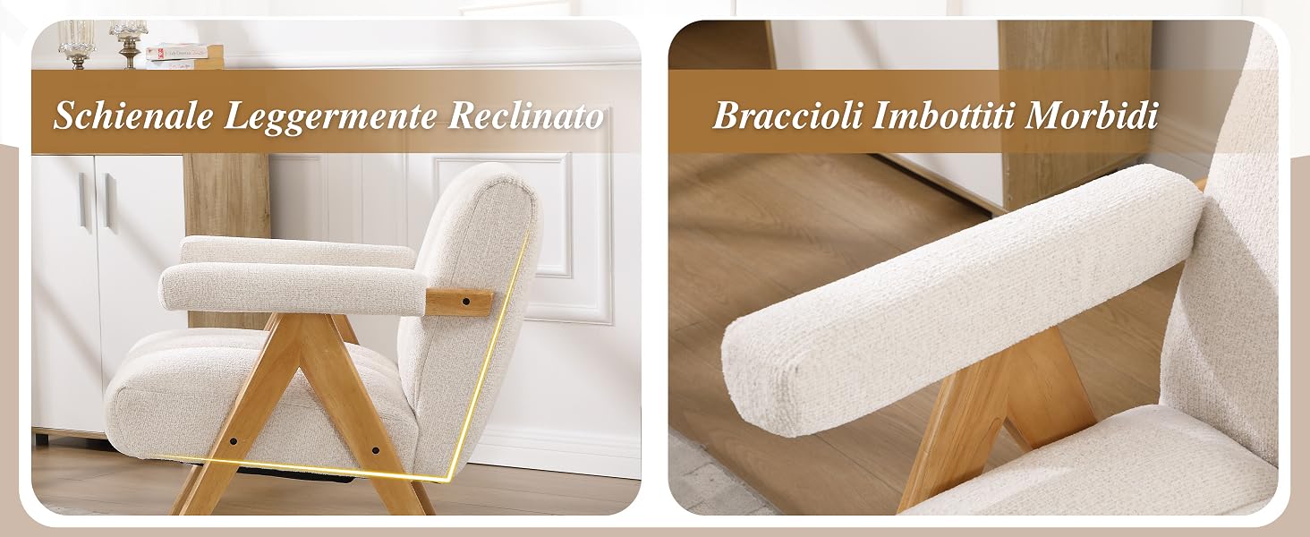 Il testo recita «Schlanke Lagergeräte-Bestellung», «Braccioli Imbottiti Markyll». Serie di immagini che mostrano mobili imbottiti di colore beige con elementi in legno.