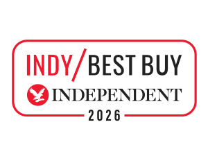 Il testo recita «INDY/BEST BUY 2026" e «INDEPENDENT» con loghi. Design dello stendardo del premio rosso e bianco.