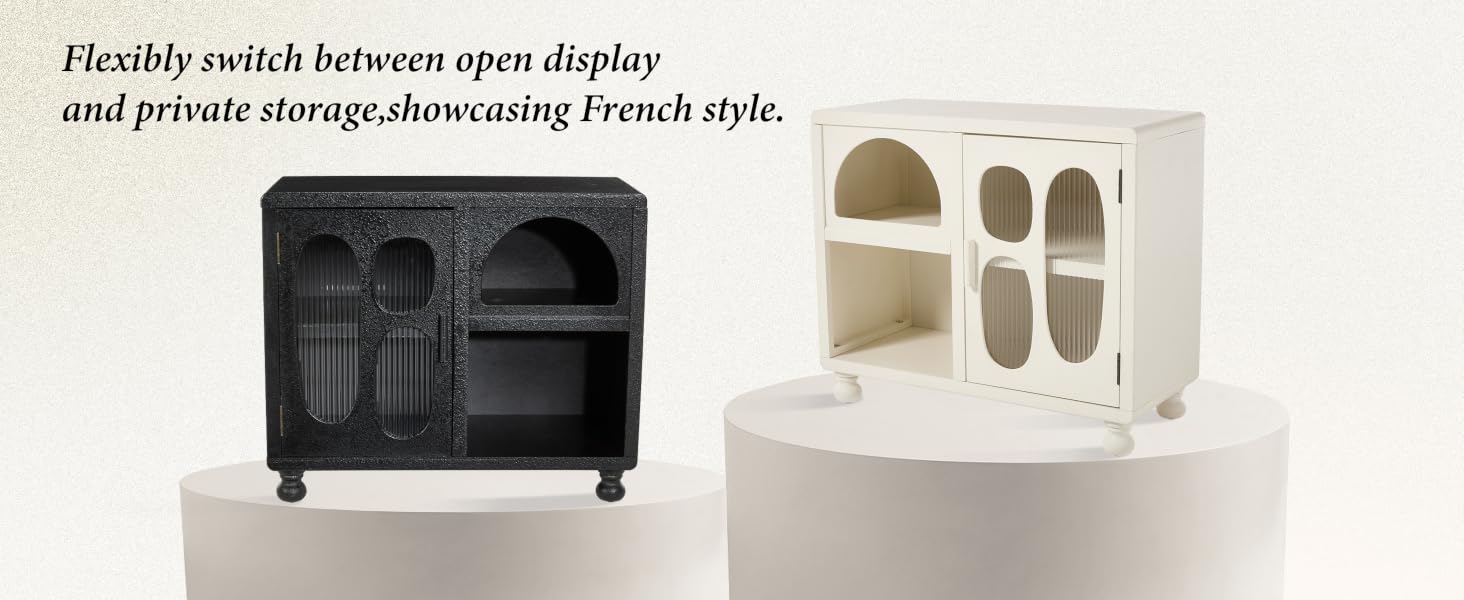 Series of monochromatic product images showing black and white storage or display units in different configurations.