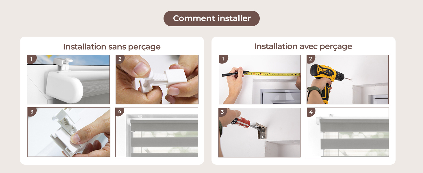 Le texte se lit comme suit : « Comment installer l'installateur ». Guide d'installation étape par étape présentant les instructions de montage d'un luminaire mural avec plusieurs photos détaillées illustrant le processus.