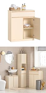 SoBuy BZR77-W Mueble para Ropa Sucia Armario Multifuncional para Baño con 1  Cesto y 1 Cajón 3 Cestos Separados 80 x 38 x 91cm Blanco ES