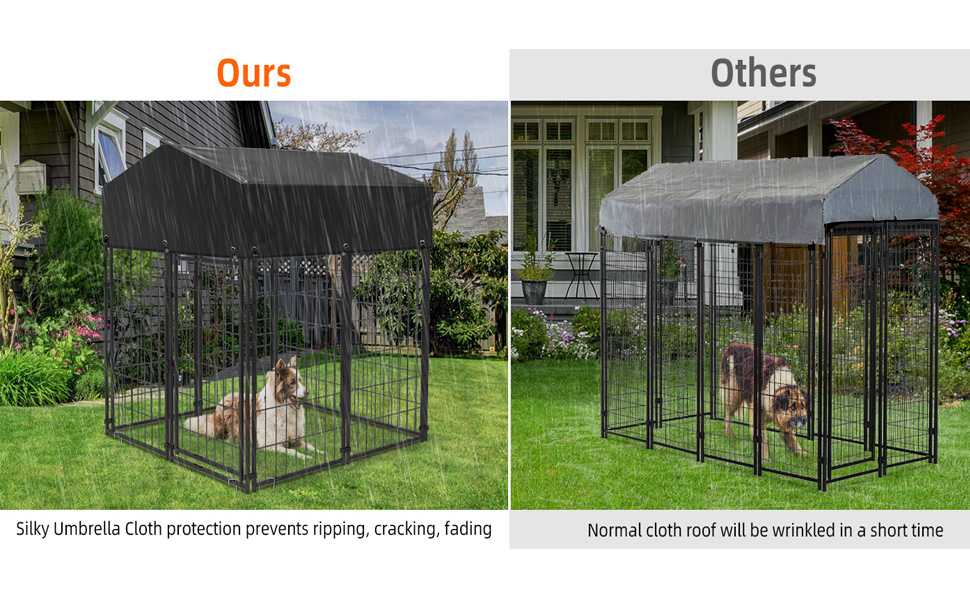 Canile da Esterno con Tetto Robusto Sicuro con Serratura Box Gabbia Protezione Recinzione per Cani