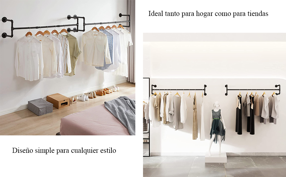 perchero barra industrial pared para colgar ropa